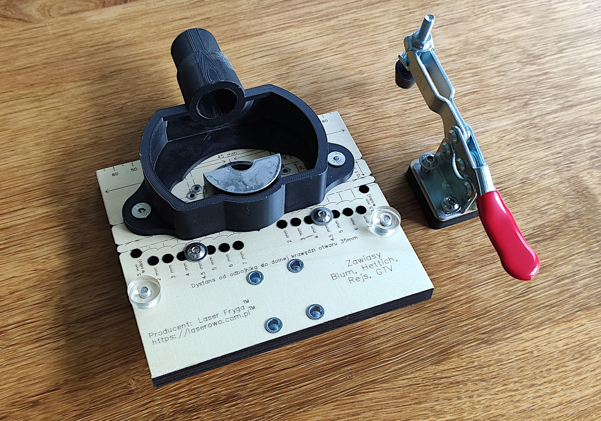 Szablon wraz ze ściskiem i tulejką do użycia z ogranicznikiem